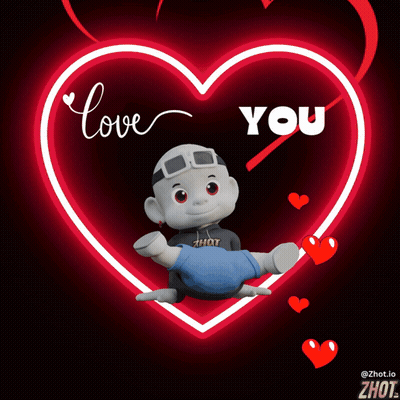 Cartoon Character In Heart Saying Love You GIF