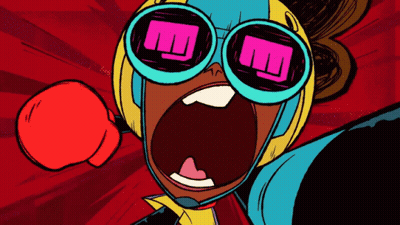 Cartoon Character In Helmet And Sunglasses GIF