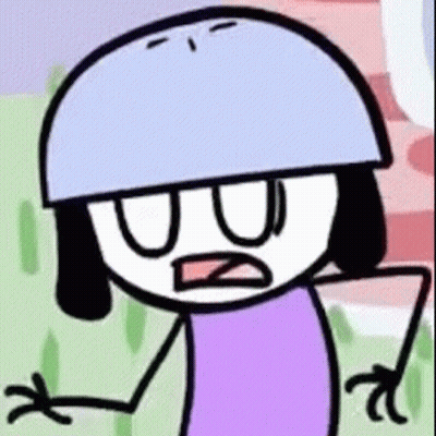 Cartoon Character In Helmet Purple Shirt Funny Face GIF