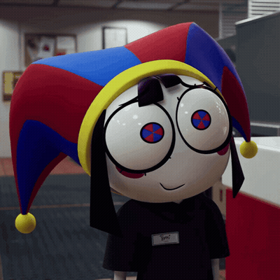 Cartoon Character In Jester Hat With Berni Name Tag GIF