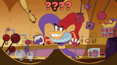 Cartoon Character In Jester Hat With Question Mark GIF