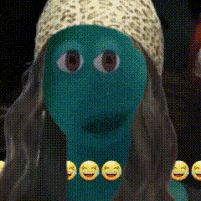 Cartoon Character In Leopard Print Hat Surrounded By Laughing Emojis GIF