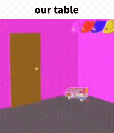 Cartoon Character In Mask Saying Our Table GIF