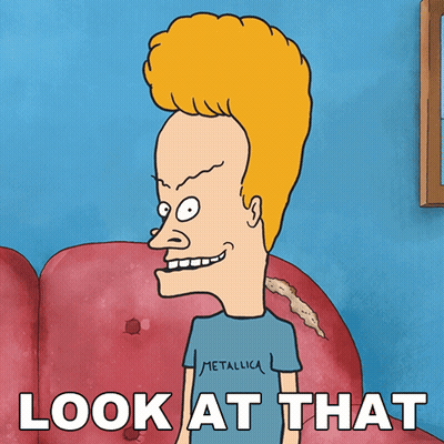 Cartoon Character In Metallica Shirt Sitting On Red Couch GIF