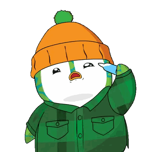 Cartoon Character In Orange Hat And Plaid Shirt Sticker