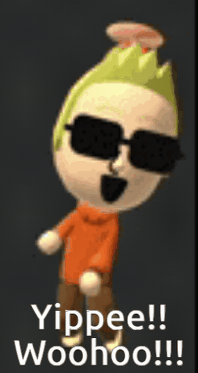 Cartoon Character In Orange Shirt Saying Yippee Woohoo GIF