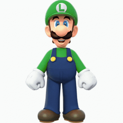 Cartoon Character In Overalls And Green Hat With Letter L GIF