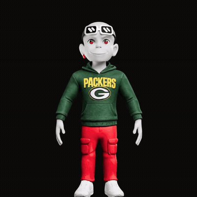 Cartoon Character In Packers Green Hoodie GIF