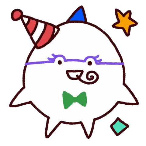 Cartoon Character In Party Hat And Bow Tie Sticker