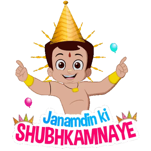 Cartoon Character In Party Hat Giving Thumbs Up Sticker