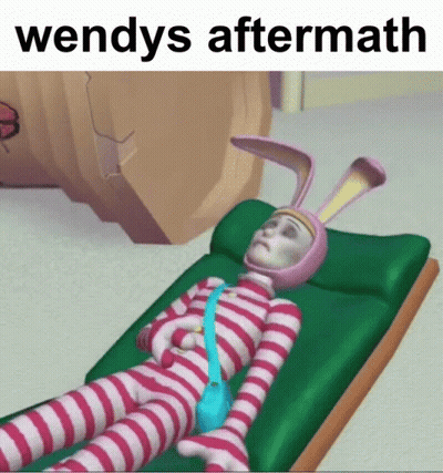 Cartoon Character In Pink And White Striped Outfit Laying On Bed GIF