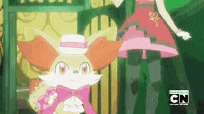 Cartoon Character In Pink Dress And Hat Next To Woman In Pink Dress GIF