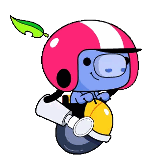 Cartoon Character In Pink Helmet And Yellow Hat Sticker