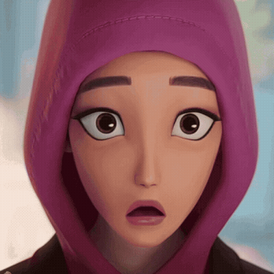 Cartoon Character In Pink Hoodie Close Up GIF