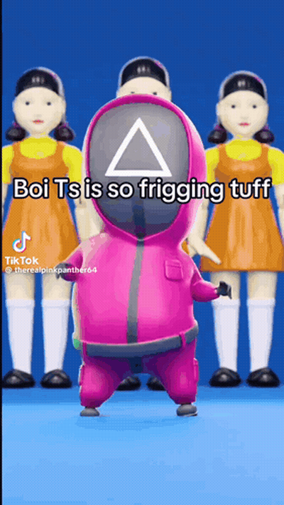 Cartoon Character In Pink Suit Boi TS Is Tuff GIF