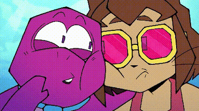 Cartoon Character In Pink Sunglasses Next To Another GIF