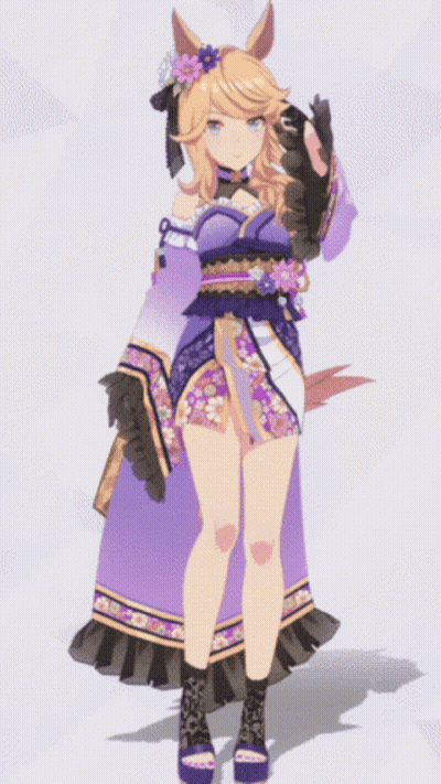 Cartoon Character In Purple And Gold Dress GIF