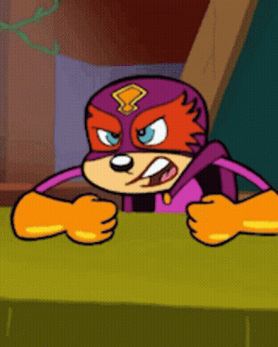 Cartoon Character In Purple And Orange Superhero Costume Number 8 GIF