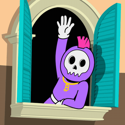 Cartoon Character In Purple Costume With Pink Mohawk GIF