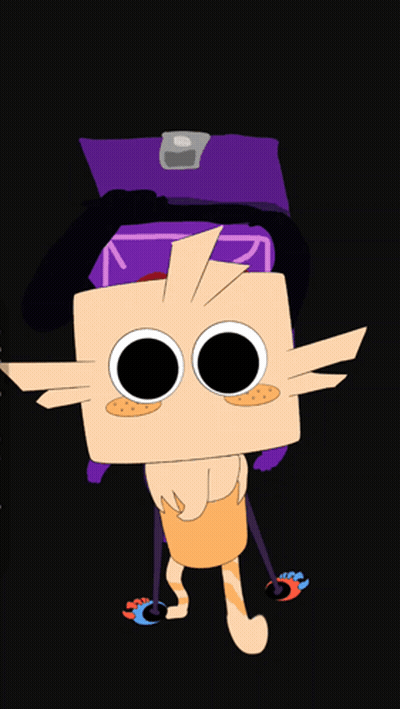 Cartoon Character In Purple Hat And Box GIF