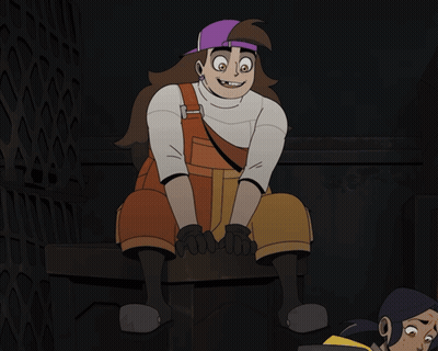 Cartoon Character In Purple Hat And Overalls GIF