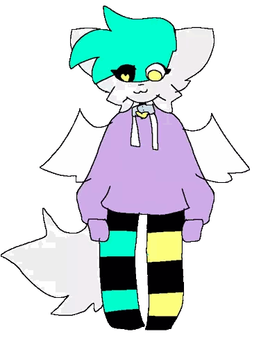 Cartoon Character In Purple Hoodie And Striped Socks Sticker