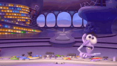 Cartoon Character In Purple Room GIF