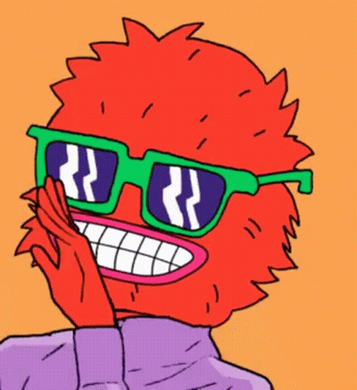Cartoon Character In Purple Shirt And Sunglasses GIF