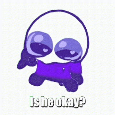 Cartoon Character In Purple Shirt Asking If Okay GIF