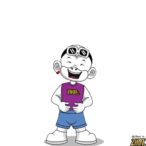 Cartoon Character In Purple Shirt Saying Zhot Sticker
