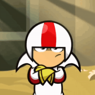 Cartoon Character In Red And White Helmet GIF