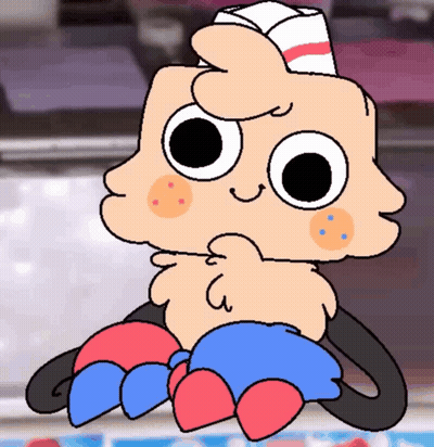 Cartoon Character In Red And White Striped Hat GIF