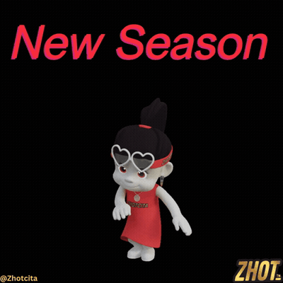 Cartoon Character In Red Dress And Heart Sunglasses Saying New Season GIF