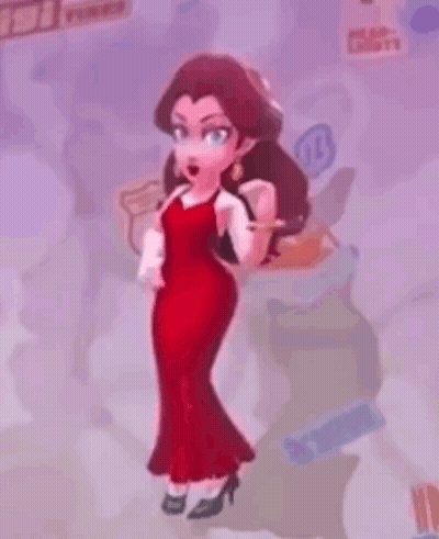Cartoon Character In Red Dress In Front Of Map GIF