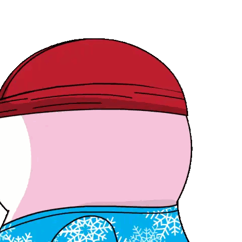 Cartoon Character In Red Hat And Blue Scarf Sticker