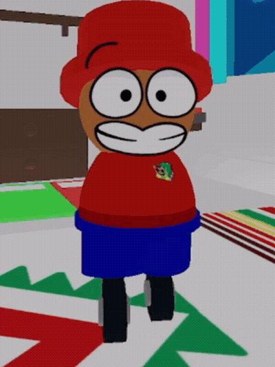 Cartoon Character In Red Hat And Shorts GIF