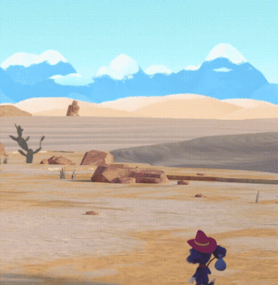 Cartoon Character In Red Hat In Desert GIF