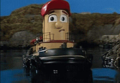 Cartoon Character In Red Hat Standing In Water GIF