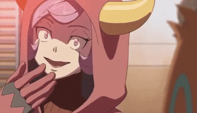 Cartoon Character In Red Hood With Horns GIF
