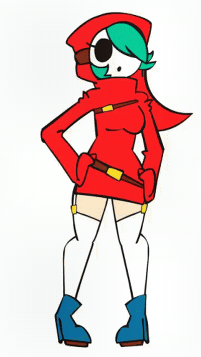 Cartoon Character In Red Hooded Jacket And Blue Boots GIF