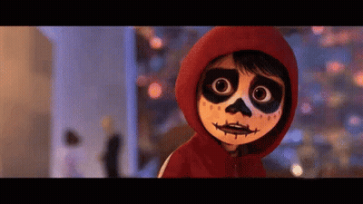 Cartoon Character In Red Hoodie And Skeleton Makeup GIF