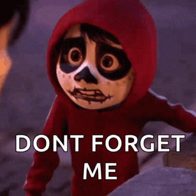 Cartoon Character In Red Hoodie Says Don't Forget Me GIF