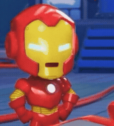 Cartoon Character In Red Iron Man Suit GIF