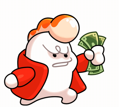 Cartoon Character In Red Jacket Holding Money GIF