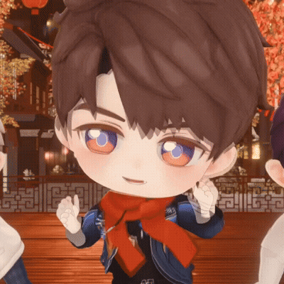 Cartoon Character In Red Scarf And Blue Jacket GIF