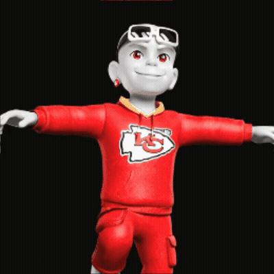 Cartoon Character In Red Sweatshirt With KS Logo GIF