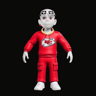 Cartoon Character In Red Sweatshirt With KS GIF