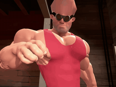 Cartoon Character In Red Tank Top Pointing GIF