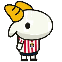 Cartoon Character In Red White And Blue Striped Shirt Sticker