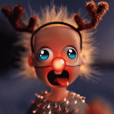 Cartoon Character In Reindeer Headband GIF
